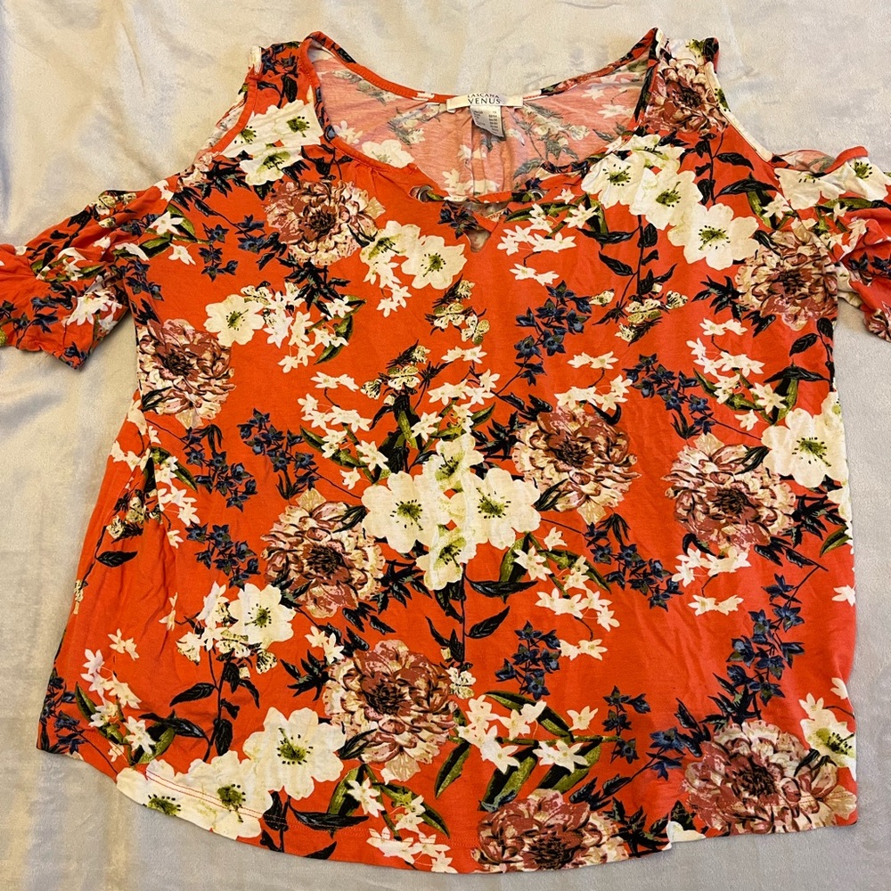 Cold shoulder floral blouse